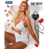 imageRSLOVE Womens Pajama Sets Lace Lingerie Sets 2 Piece Cami Shorts Set PJ Set Sleepwear NightwearWhite