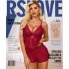 imageRSLOVE Womens Pajama Sets Lace Lingerie Sets 2 Piece Cami Shorts Set PJ Set Sleepwear NightwearWine Red