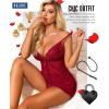 imageRSLOVE Womens Pajama Sets Lace Lingerie Sets 2 Piece Cami Shorts Set PJ Set Sleepwear NightwearWine Red