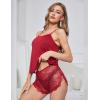 imageRSLOVE Womens Pajama Sets Lingerie Modal Sleepwear Lace Cami Shorts Set PJ Set NightwearWine Red