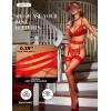 imageRSLOVE Womens Sexy Fishnet ThighHigh Stockings with Silicone Lace Top Sheer HosieryRed