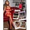 imageRSLOVE Womens Sexy Fishnet ThighHigh Stockings with Silicone Lace Top Sheer HosieryRed