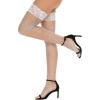 imageRSLOVE Womens Sexy Fishnet ThighHigh Stockings with Silicone Lace Top Sheer HosieryWhite