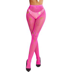 imageRSLOVE Fishnet Stockings for Women Sexy High Waist Pantyhose Halloween Thigh High Stockings for Womens Girls One SizePink