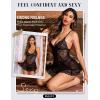 imageRSLOVE Babydoll Lingerie for Women Lace Chemise Sexy Nightgown Sleepwear DressBlack