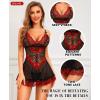 imageRSLOVE Babydoll Lingerie for Women Lace Chemise Sexy Nightgown Sleepwear DressBlackred