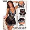 imageRSLOVE Babydoll Lingerie for Women Lace Chemise Sexy Nightgown Sleepwear DressBlacksilver