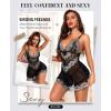imageRSLOVE Babydoll Lingerie for Women Lace Chemise Sexy Nightgown Sleepwear DressBlacksilver