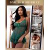 imageRSLOVE Babydoll Lingerie for Women Lace Chemise Sexy Nightgown Sleepwear DressDark Green