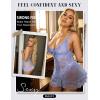 imageRSLOVE Babydoll Lingerie for Women Lace Chemise Sexy Nightgown Sleepwear DressLight Blue