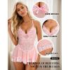 imageRSLOVE Babydoll Lingerie for Women Lace Chemise Sexy Nightgown Sleepwear DressPink