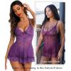 imageRSLOVE Babydoll Lingerie for Women Lace Chemise Sexy Nightgown Sleepwear DressPurple