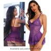 imageRSLOVE Babydoll Lingerie for Women Lace Chemise Sexy Nightgown Sleepwear DressPurple
