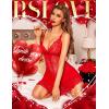 imageRSLOVE Babydoll Lingerie for Women Lace Chemise Sexy Nightgown Sleepwear DressRed