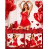 imageRSLOVE Babydoll Lingerie for Women Lace Chemise Sexy Nightgown Sleepwear DressRed