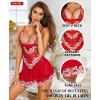 imageRSLOVE Babydoll Lingerie for Women Lace Chemise Sexy Nightgown Sleepwear DressRedwhite