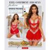 imageRSLOVE Babydoll Lingerie for Women Lace Chemise Sexy Nightgown Sleepwear DressRedwhite