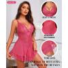 imageRSLOVE Babydoll Lingerie for Women Lace Chemise Sexy Nightgown Sleepwear DressRose Red