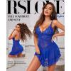 imageRSLOVE Babydoll Lingerie for Women Lace Chemise Sexy Nightgown Sleepwear DressRoyal Blue