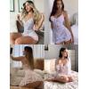 imageRSLOVE Babydoll Lingerie for Women Lace Chemise Sexy Nightgown Sleepwear DressWhite