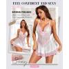 imageRSLOVE Babydoll Lingerie for Women Lace Chemise Sexy Nightgown Sleepwear DressWhitepink