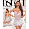 imageRSLOVE Babydoll Lingerie for Women Lace Chemise Sexy Nightgown Sleepwear DressWhitepink