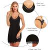 imageRSLOVE Lingerie For Women Lace Nightgown Sexy Sleepwear Full Slip Babydoll VNeck Chemises DressBlack