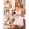 imageRSLOVE Lingerie For Women Lace Nightgown Sexy Sleepwear Full Slip Babydoll VNeck Chemises DressWhite