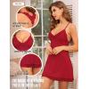 imageRSLOVE Lingerie For Women Lace Nightgown Sexy Sleepwear Full Slip Babydoll VNeck Chemises DressWine Red