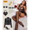 imageRSLOVE Sexy Babydoll Lingerie  3 Piece Exotic Lingerie Sets Fishnet Teddy Bodysuit with Thigh High Stockings and Mini SkirtBlack