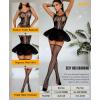 imageRSLOVE Sexy Babydoll Lingerie  3 Piece Exotic Lingerie Sets Fishnet Teddy Bodysuit with Thigh High Stockings and Mini SkirtBlack