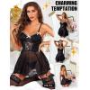 imageRSLOVE Sexy Lingerie for Women  Sexy Babydoll Lace Nightdress Mesh Chemise Underwire Teddy Lingerie with Garter BeltBlack
