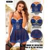 imageRSLOVE Sexy Lingerie for Women  Sexy Babydoll Lace Nightdress Mesh Chemise Underwire Teddy Lingerie with Garter BeltNavy Blue