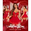 imageRSLOVE Sexy Lingerie for Women  Sexy Babydoll Lace Nightdress Mesh Chemise Underwire Teddy Lingerie with Garter BeltRed