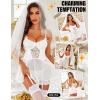 imageRSLOVE Sexy Lingerie for Women  Sexy Babydoll Lace Nightdress Mesh Chemise Underwire Teddy Lingerie with Garter BeltWhite