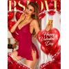 imageRSLOVE Women Lingerie Sexy Chemise Lace Babydoll Side Split Full Slip Nightgown Modal Sleepwear NightyRed