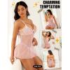 imageRSLOVE Women Sexy Babydoll Lingerie  Lace Sheer Mesh Sleepwear Polka Dots Bridal Chemise Nightie DressPink