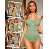 imageRSLOVE Women Sexy Jumpsuits Bodycon Romper Bodysuit Lingerie with Snap Crotch One Piece Teddy Racerback Playsuit OnesiesGreen
