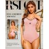 imageRSLOVE Women Sexy Jumpsuits Bodycon Romper Bodysuit Lingerie with Snap Crotch One Piece Teddy Racerback Playsuit OnesiesPink