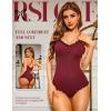 imageRSLOVE Women Sexy Jumpsuits Bodycon Romper Bodysuit Lingerie with Snap Crotch One Piece Teddy Racerback Playsuit OnesiesWine Red