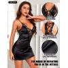 imageRSLOVE Womens Lingerie Sexy Nightgown  Satin Lace Babydoll Deep V Chemise Full Slips Nightie SleepwearBlack