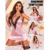 imageRSLOVE Womens Lingerie Sexy Nightgown  Satin Lace Babydoll Deep V Chemise Full Slips Nightie SleepwearPink