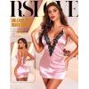 imageRSLOVE Womens Lingerie Sexy Nightgown  Satin Lace Babydoll Deep V Chemise Full Slips Nightie SleepwearPink