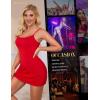 imageRSLOVE Womens Lingerie Sexy Nightgowns Lace Babydoll Chemise Strappy Sleepwear Sleep DressRed