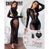 imageRSLOVE Womens Nightgown Sexy Chemise  Lingerie for Women Nightgown Mesh Babydoll Dress Maxi Dress Fishnet BodystockingsBlack