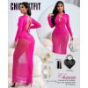 imageRSLOVE Womens Nightgown Sexy Chemise  Lingerie for Women Nightgown Mesh Babydoll Dress Maxi Dress Fishnet BodystockingsNeon Pink
