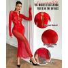 imageRSLOVE Womens Nightgown Sexy Chemise  Lingerie for Women Nightgown Mesh Babydoll Dress Maxi Dress Fishnet BodystockingsRed
