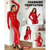 imageRSLOVE Womens Nightgown Sexy Chemise  Lingerie for Women Nightgown Mesh Babydoll Dress Maxi Dress Fishnet BodystockingsRed
