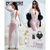 imageRSLOVE Womens Nightgown Sexy Chemise  Lingerie for Women Nightgown Mesh Babydoll Dress Maxi Dress Fishnet BodystockingsWhite