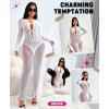 imageRSLOVE Womens Nightgown Sexy Chemise  Lingerie for Women Nightgown Mesh Babydoll Dress Maxi Dress Fishnet BodystockingsWhite